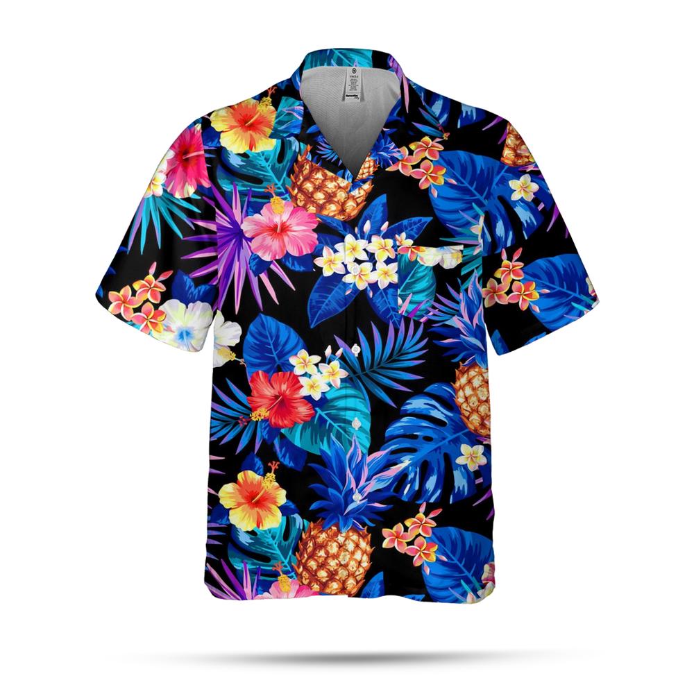 Hawaiian men's shirt tropical fruit pattern summer short sleeve oversized pineapple top vaction casual men's wear Hawaii Shirt Shorts & Flip Flops