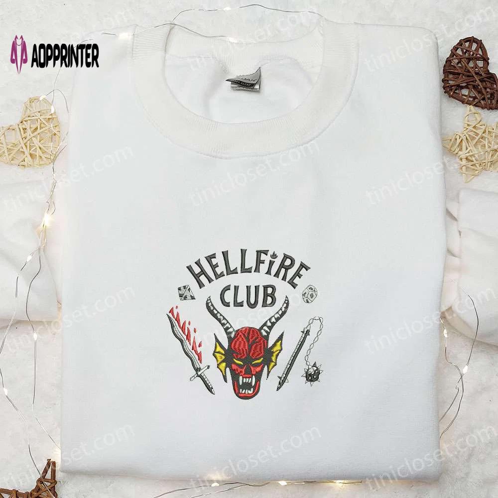 Hellfire club embroidered shirt: spooky halloween gift for lovers Embroidered Shirt