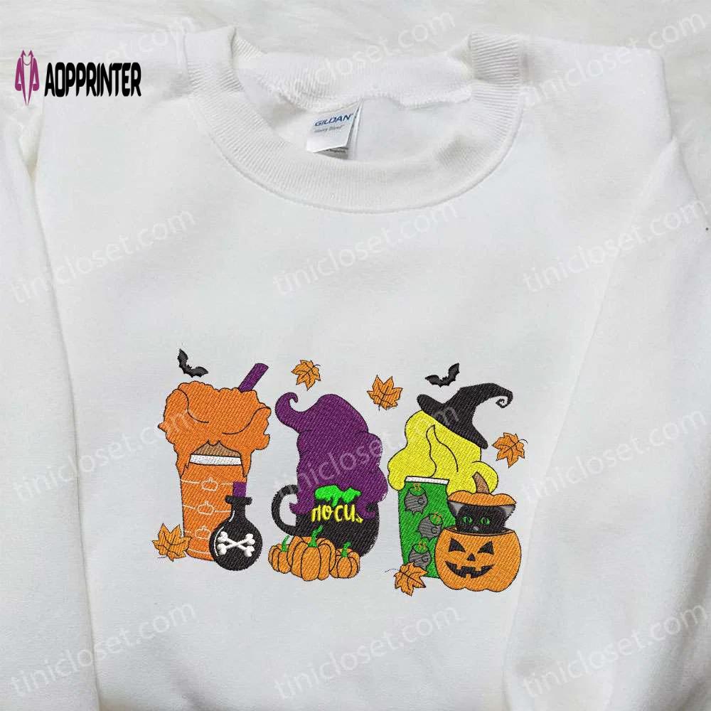 Hocus pocus fall coffee embroidered shirt & halloween sweatshirt: perfect gifts for halloween lovers Embroidered Shirt