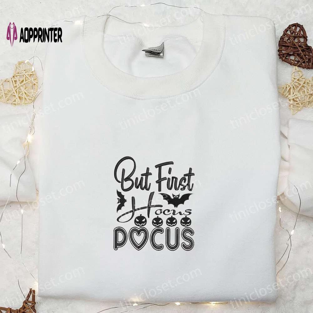 Hocus pocus pumpkin halloween embroidered sweatshirt & t-shirts: spooky halloween shirt ideas Embroidered Shirt