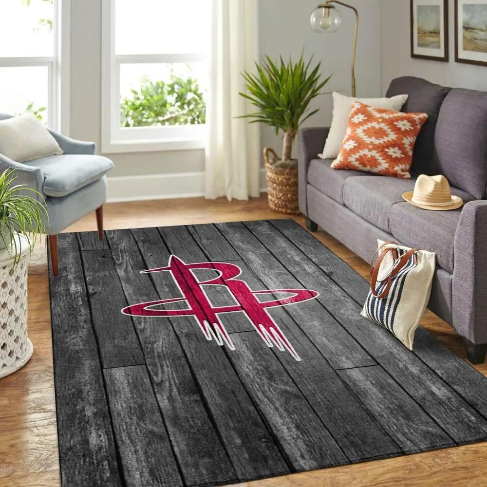Houston rockets nba living room carpet gray wooden home rug regtangle carpet Rectangle Rug