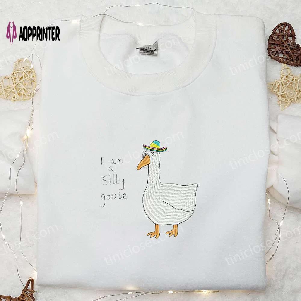 I am a silly goose embroidered shirt – funny animal design for a playful look Embroidered Shirt