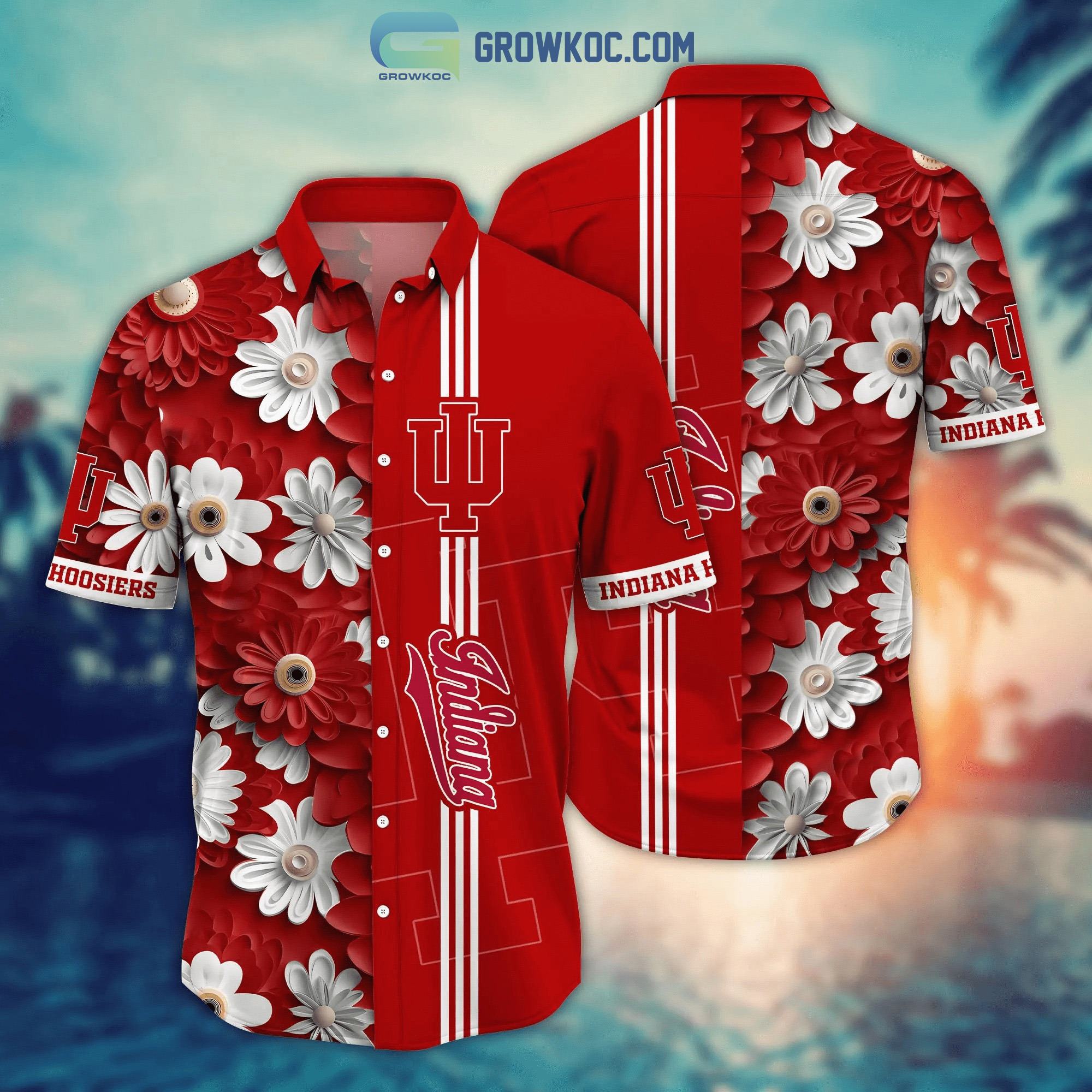 Indiana hoosiers ncaa flower hawaiian shirt Hawaii Shirt Shorts & Flip Flops