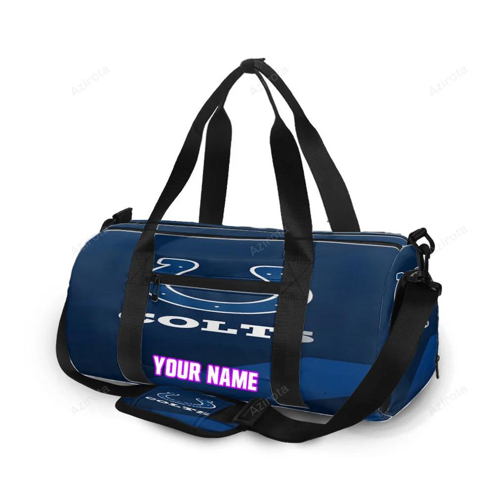 Indianapolis colts horseshoe navy personalized name travel bag gym bag 384 Travel Bag