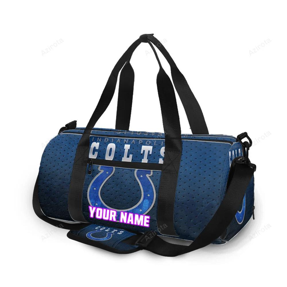 Indianapolis colts horseshoe polka dot navy personalized name travel bag gym bag 581 Travel Bag