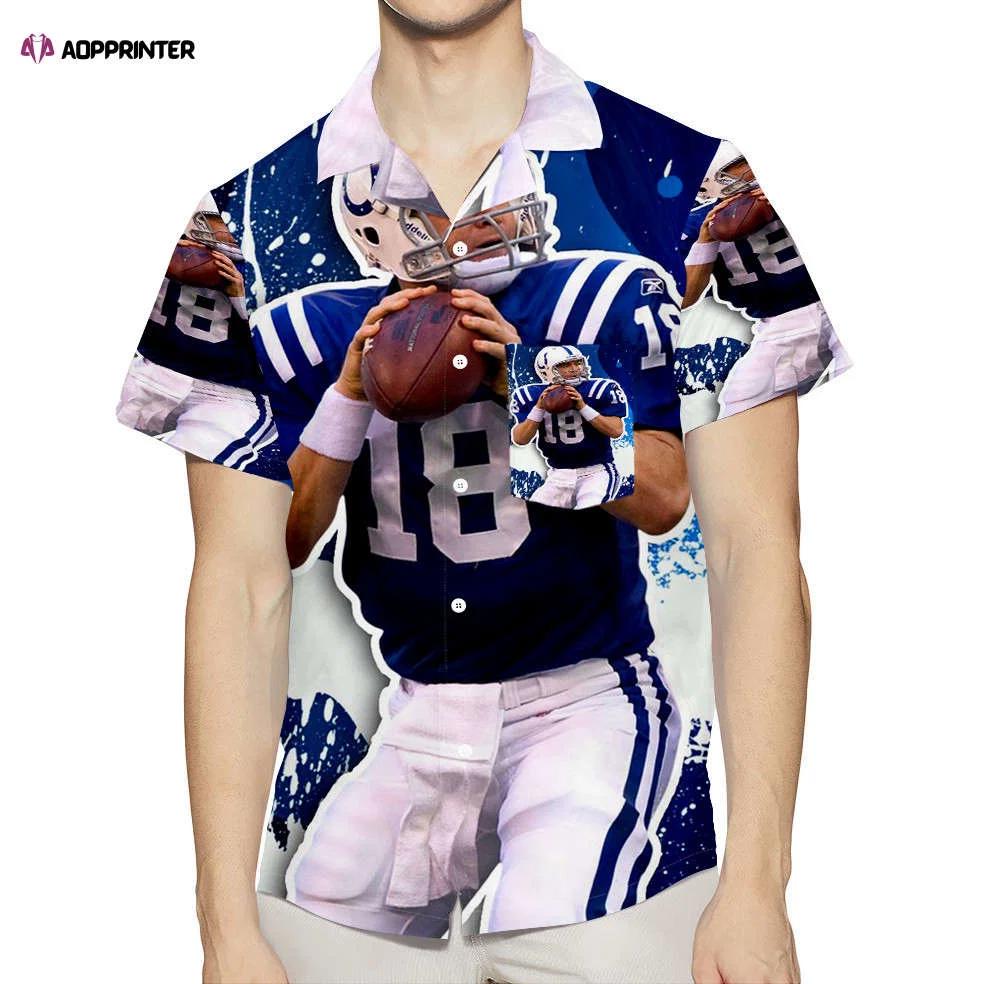 Indianapolis colts peyton manning3 3d all over print summer beach hawaiian shirt gift men women gift men women with pocket Hawaii Shirt