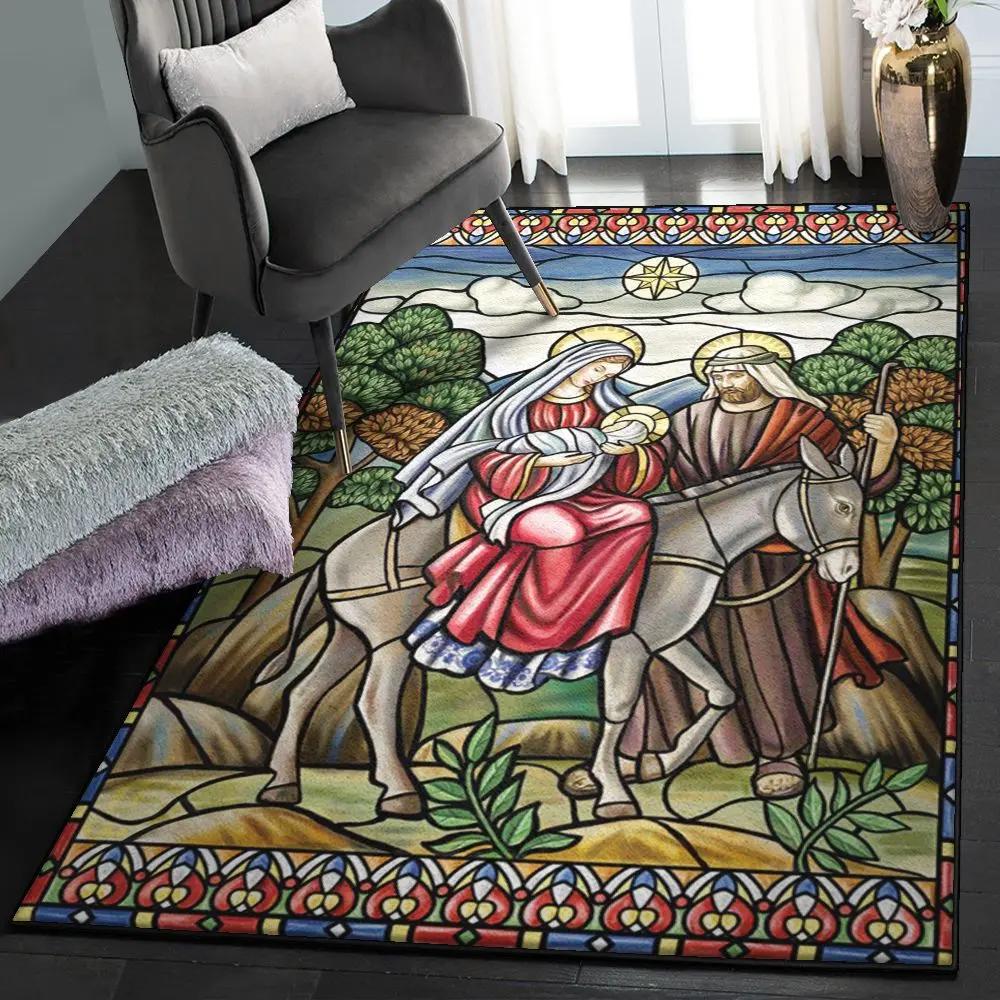 Indoor outdoor rugs, nativity scene art rug Rectangle Rug