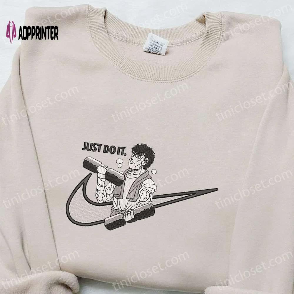 Ippo makunouchi x nike swoosh anime tshirt: hajime no ippo embroidered shirt nike inspired – shop now! Embroidered Shirt