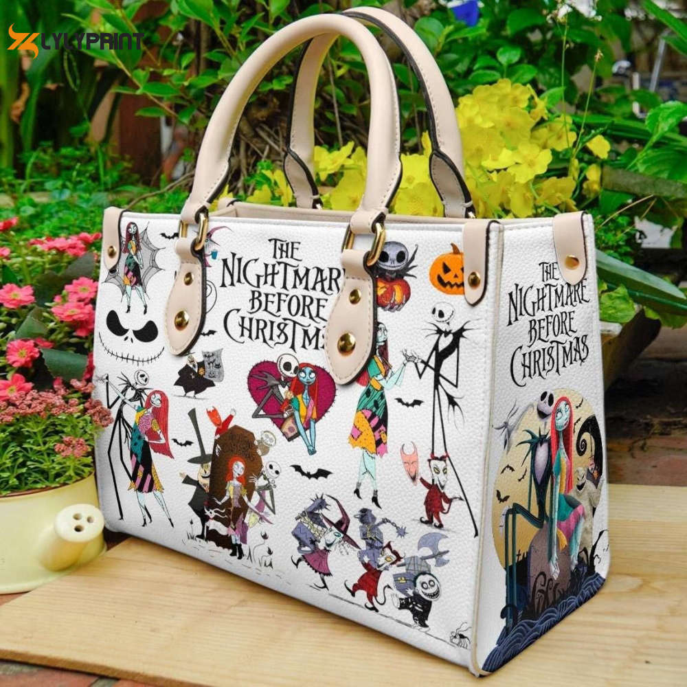Jack skellington leather handbag gift for women 4311 Women Leather Hand Bag