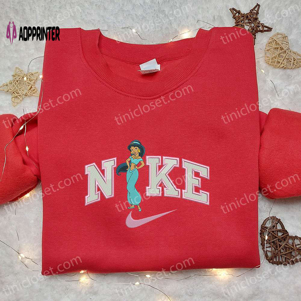 Jasmine x nike cartoon embroidered hoodie & disney characters shirt nike-inspired embroidery Embroidered Shirt
