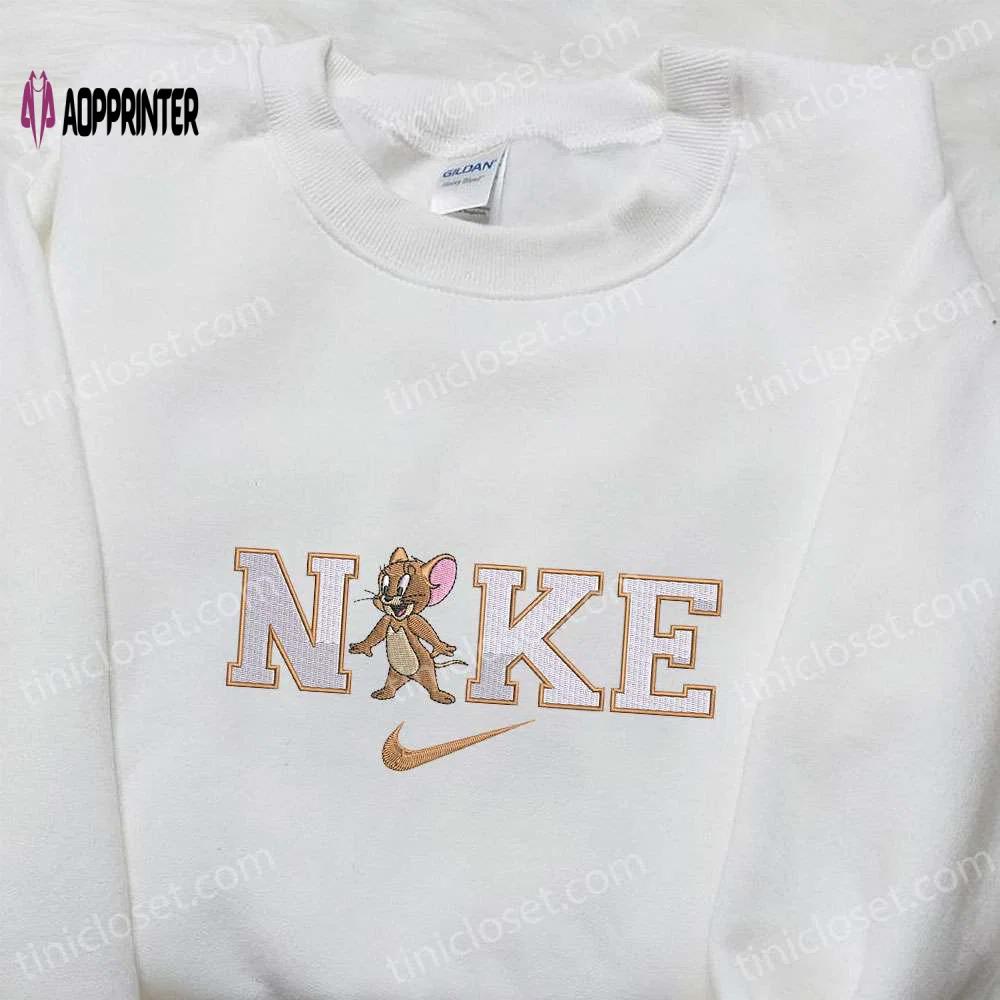 Jerry x nike cartoon embroidered shirt: tom and jerry inspired nike shirt Embroidered Shirt