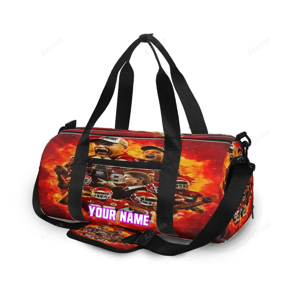 Kansas city chiefs fire team personalized name travel bag gym bag 1090 Travel Bag