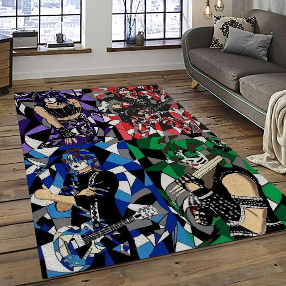 Kiss rock band music retangle carpet area rug home decor best gift for fan and friends as12 Rectangle Rug