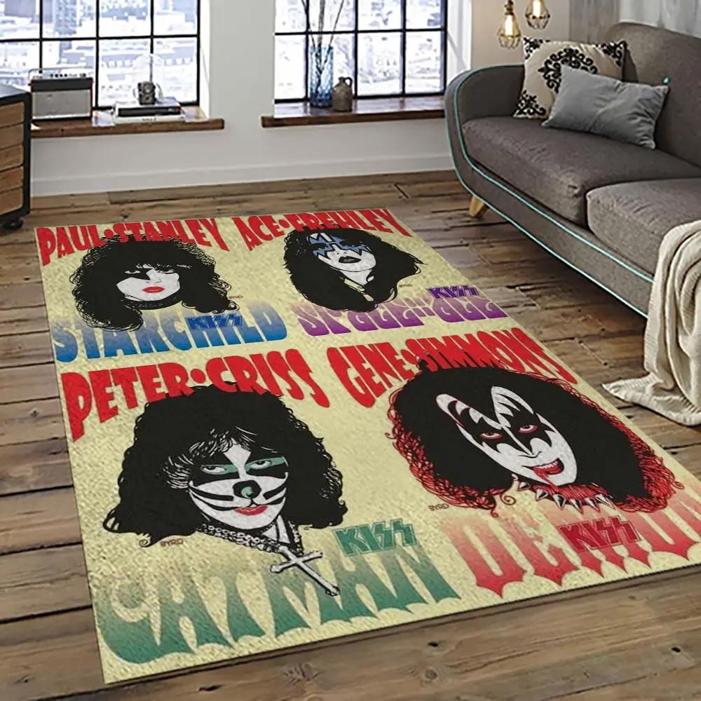 Kiss rock band music retangle carpet area rug home decor best gift for fan and friends as16 Rectangle Rug
