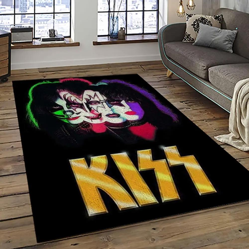 Kiss rock band music retangle carpet area rug home decor best gift for fan and friends as2 Rectangle Rug