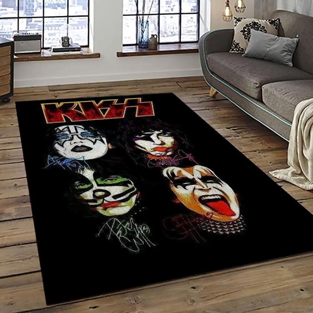 Kiss rock band music retangle carpet area rug home decor best gift for fan and friends as29 Rectangle Rug