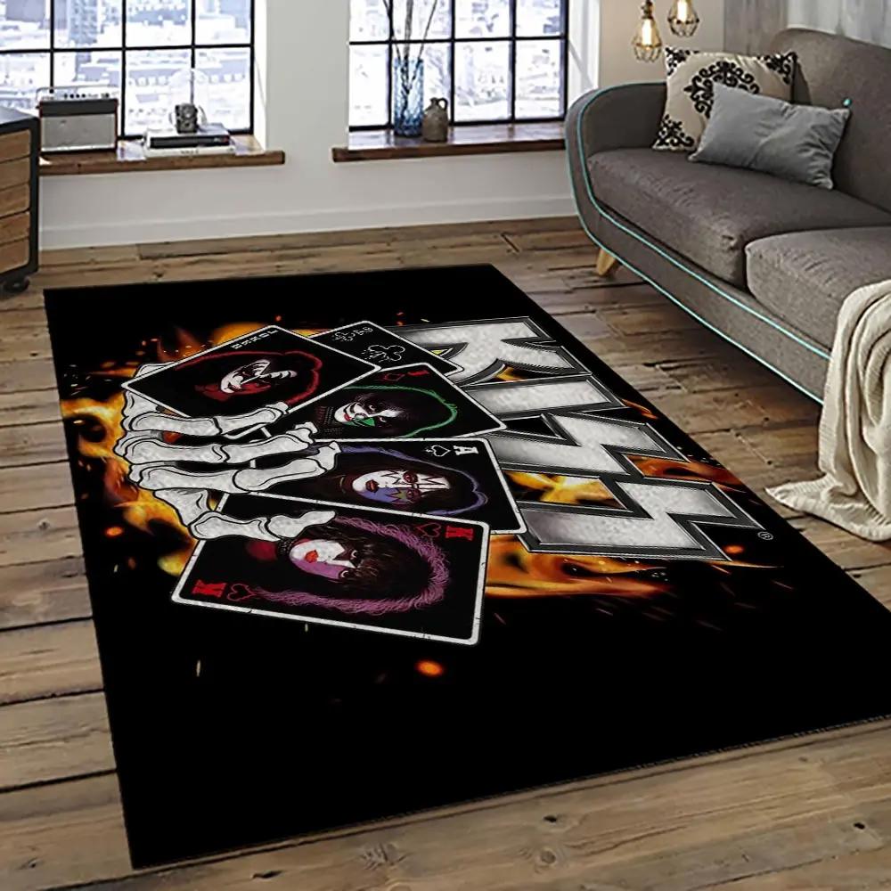 Kiss rock band music retangle carpet area rug home decor best gift for fan and friends as56 Rectangle Rug