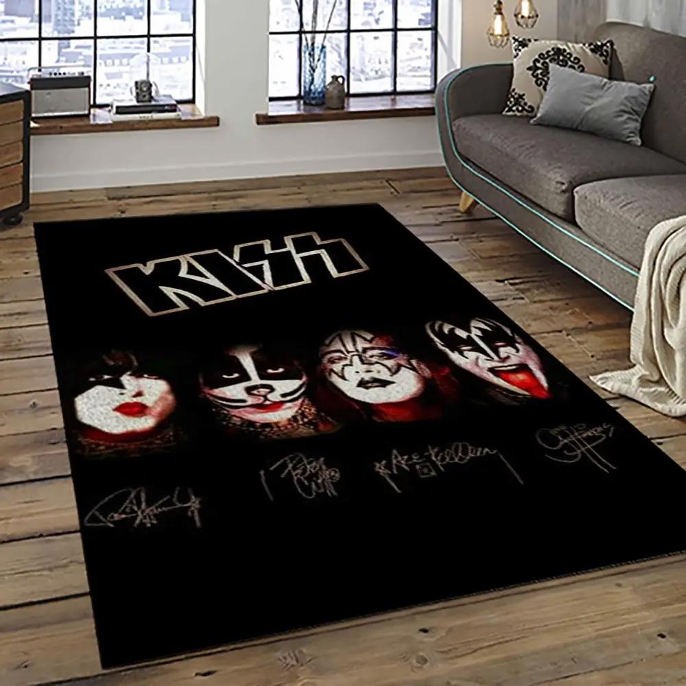 Kiss rock band music retangle carpet area rug home decor best gift for fan and friends as90 Rectangle Rug