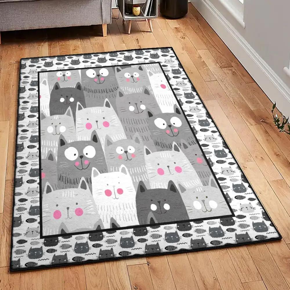 Kitten modern area rugs, gray cat gs cl rug Rectangle Rug