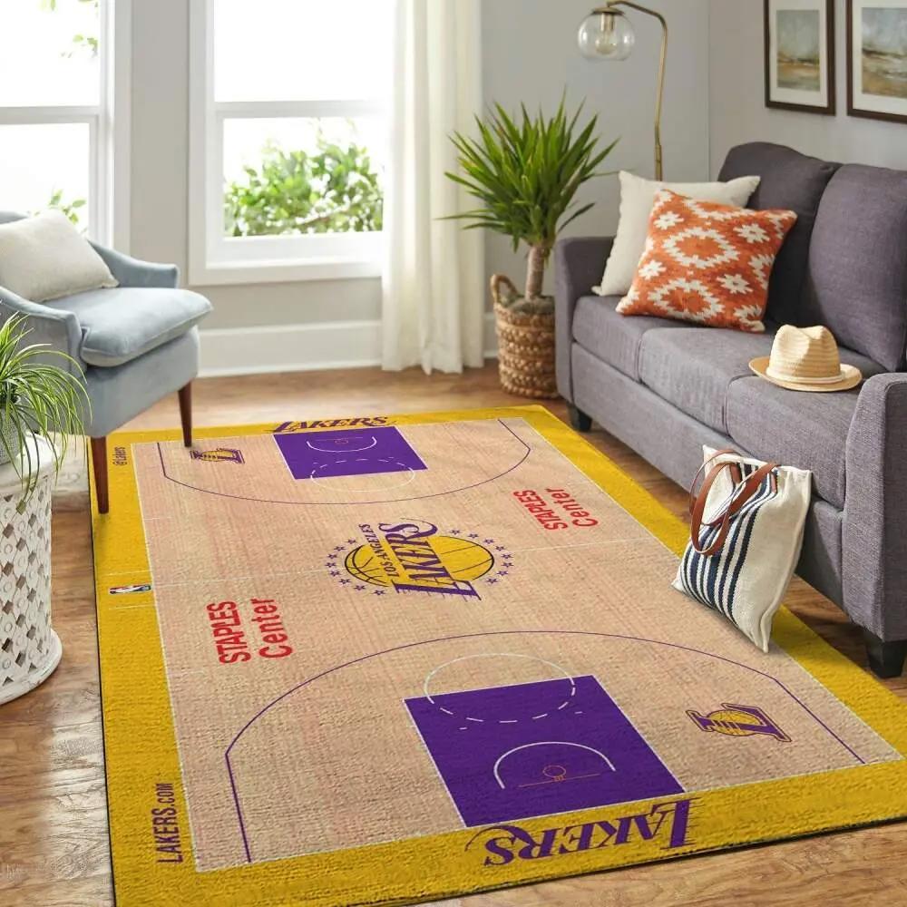 La lakers court area rug nba basketball team logo carpet living room rugs rug regtangle carpet floor decor home decor v11104 Rectangle Rug