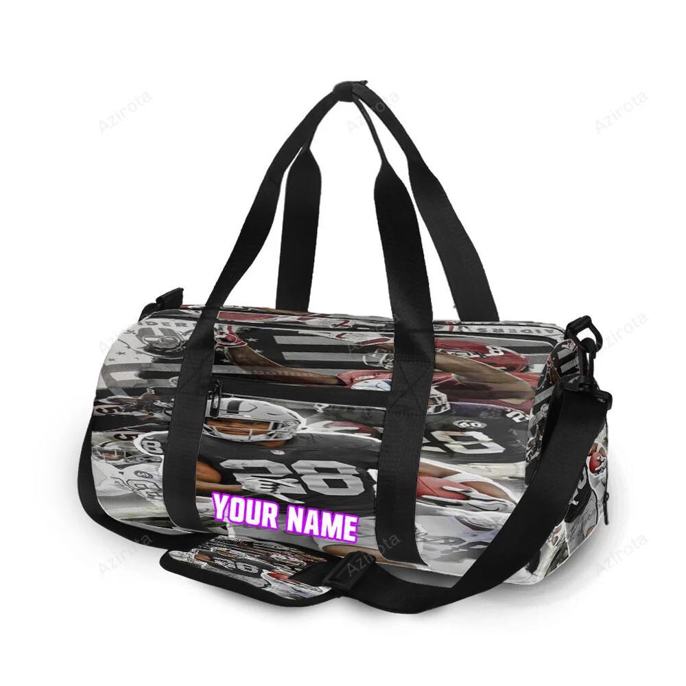 Las vegas raiders josh jacobs 28 player art personalized name travel bag gym bag 1321 Travel Bag