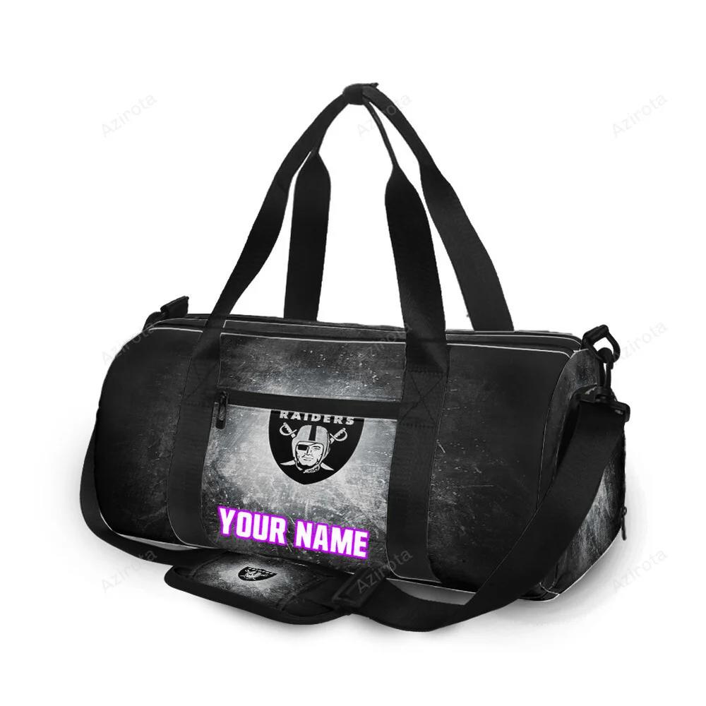 Las vegas raiders logo art texture2 personalized name travel bag gym bag 1160 Travel Bag