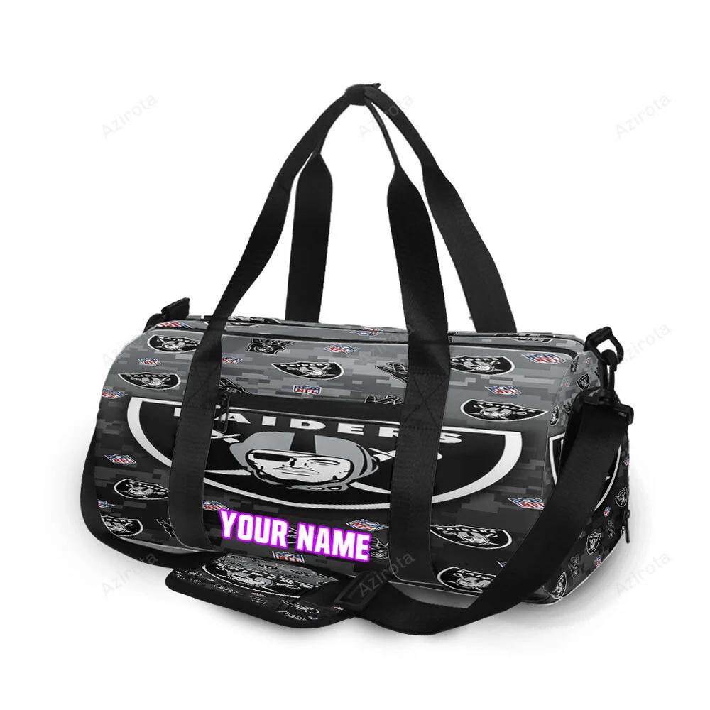 Las vegas raiders logo pattern personalized name travel bag gym bag 779 Travel Bag
