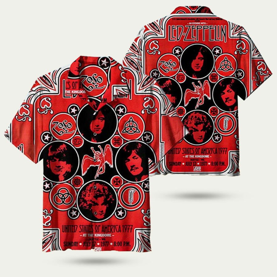 Led zeppelin red pattern hawaiian shirt Hawaii Shirt Shorts & Flip Flops