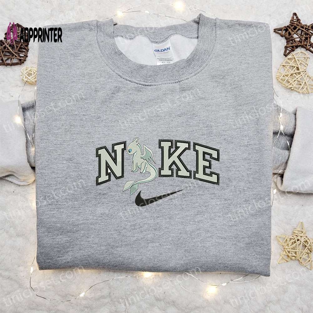 Light fury x nike cartoon embroidered tshirt – disney characters & nike inspired shirt Embroidered Shirt