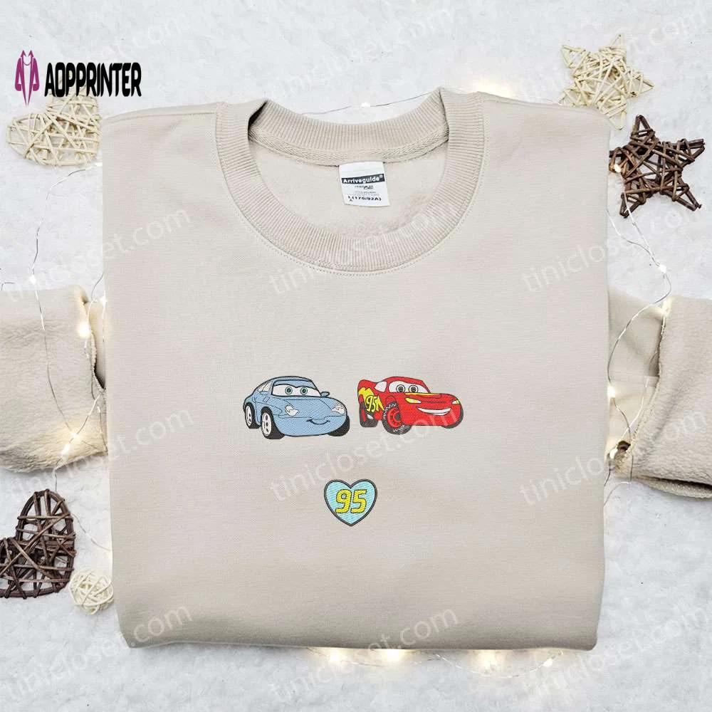Lightning mcqueen & sally carrera 95 embroidered shirt & hoodie: perfect disney cars valentine gift Embroidered Shirt