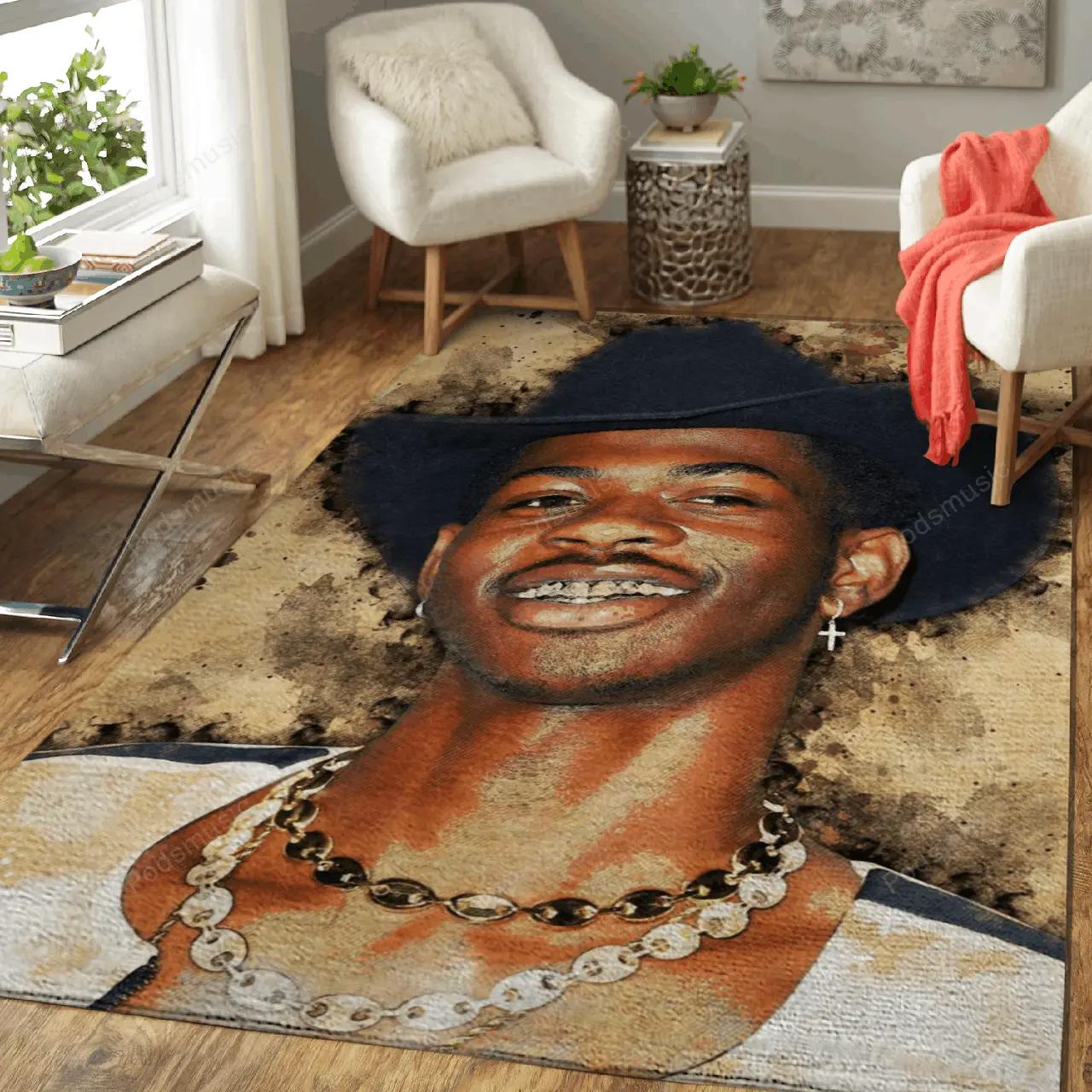 Lil nas x rapper art for fans area rug living room carpet rug regtangle carpet floor decor home decor Rectangle Rug