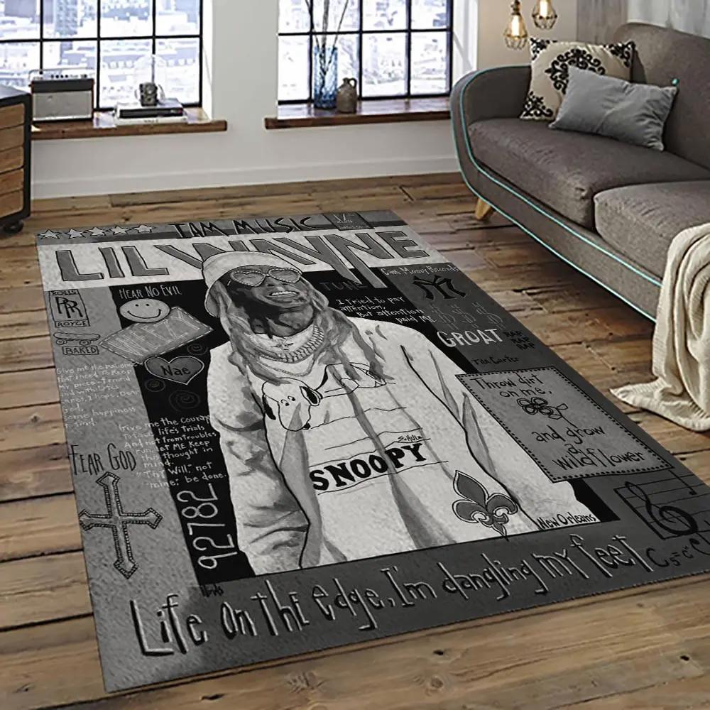 Lil wayne rapper hiphop music rap carpet area rug home decor gift for fans gift for friends lil2 Rectangle Rug