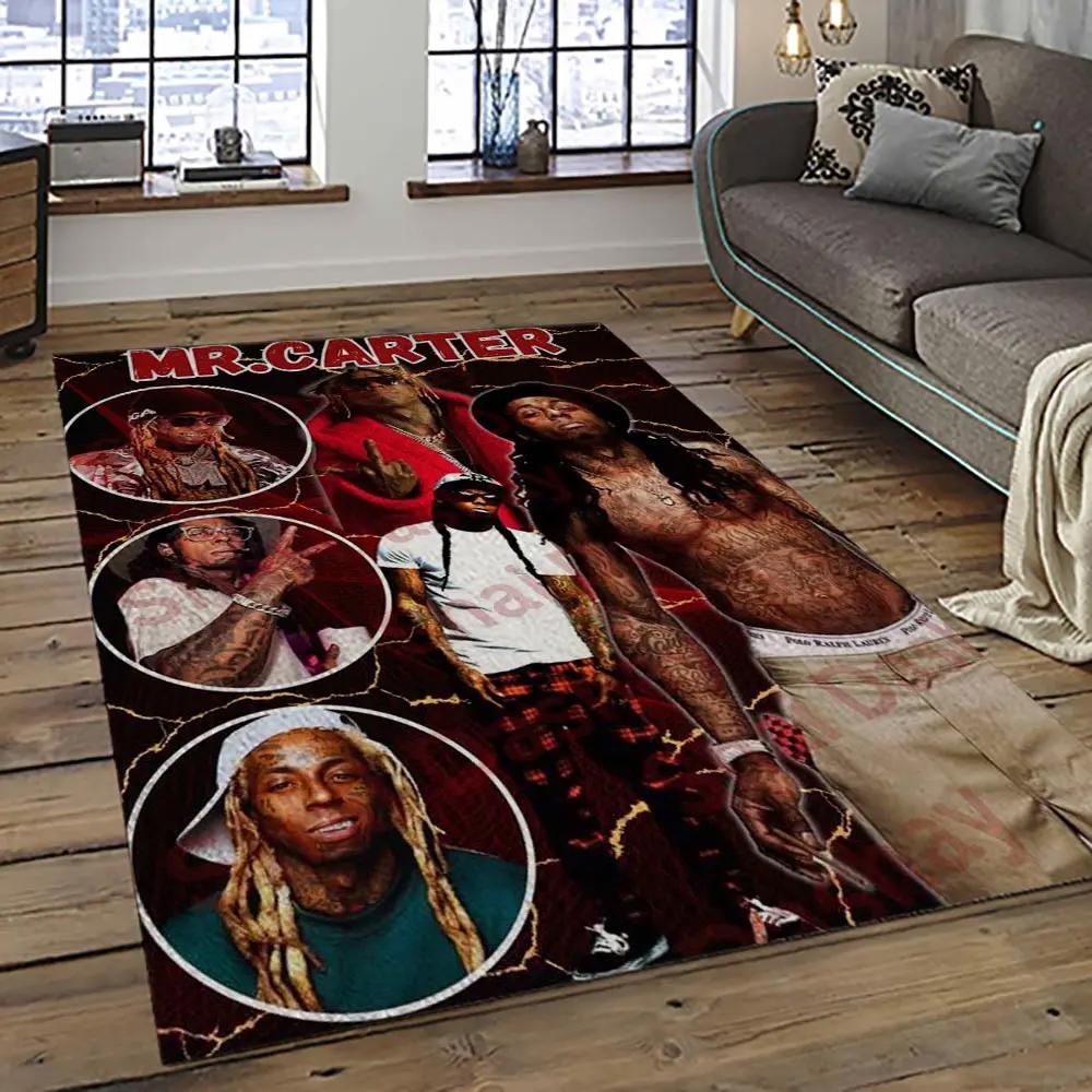 Lil wayne rapper hiphop music rap carpet area rug home decor gift for fans gift for friends lil20 Rectangle Rug