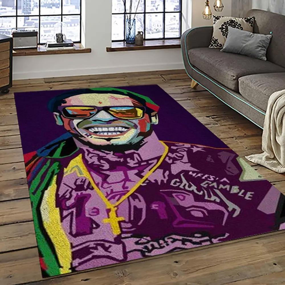 Lil wayne rapper hiphop music rap carpet area rug home decor gift for fans gift for friends lil7 Rectangle Rug