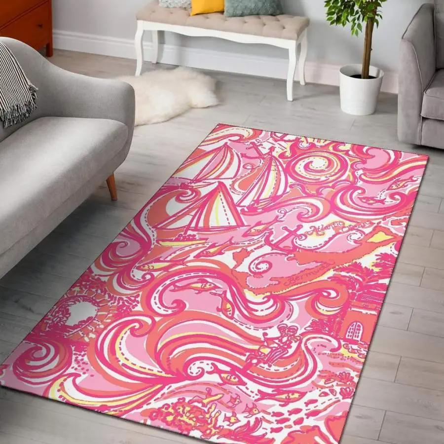 Lilly sets sail to bermuda area rug living room rug home decor carpet Rectangle Rug