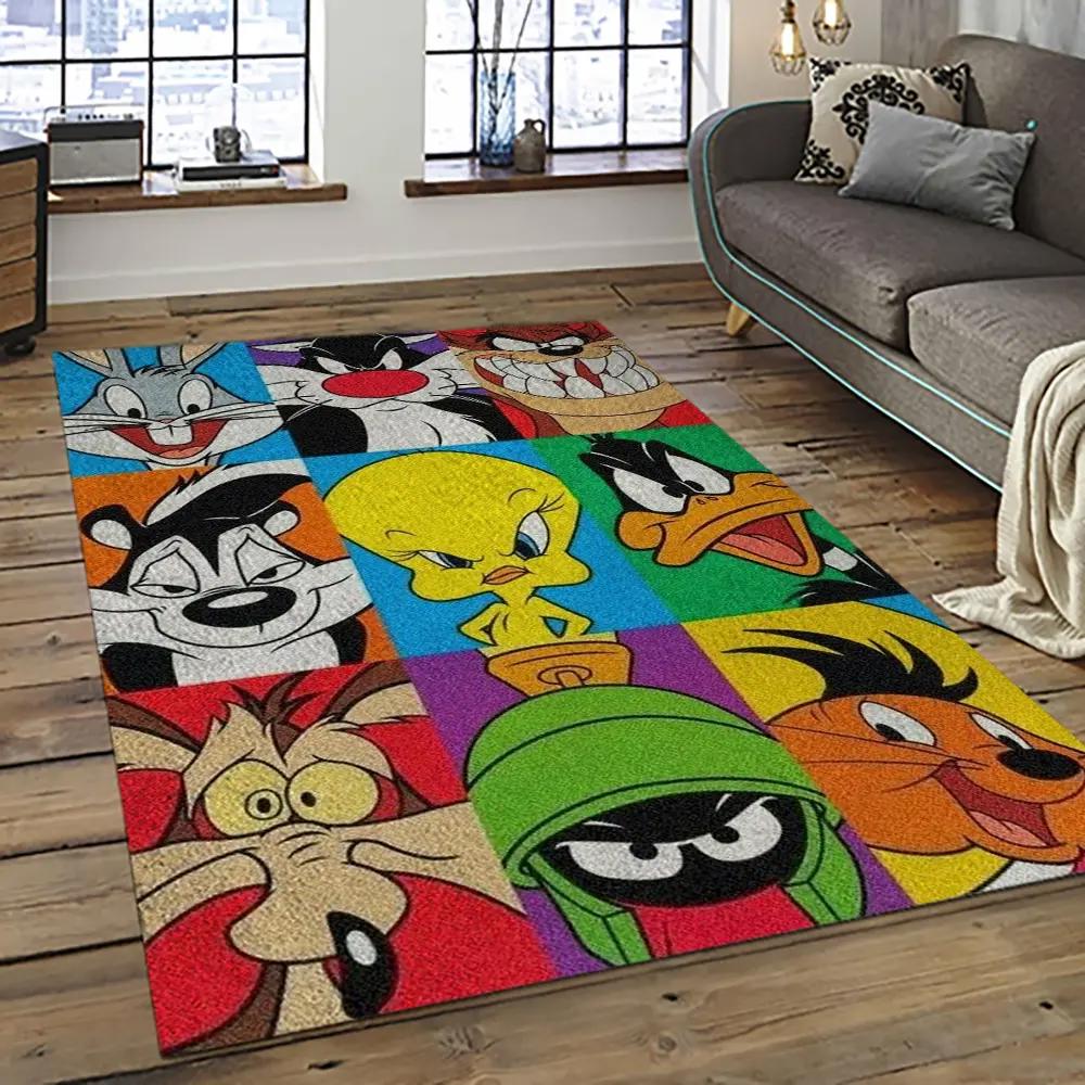 Looney tunes characters cartoon movie carpet rectangle area rug for living room bedroom decor lt03 Rectangle Rug