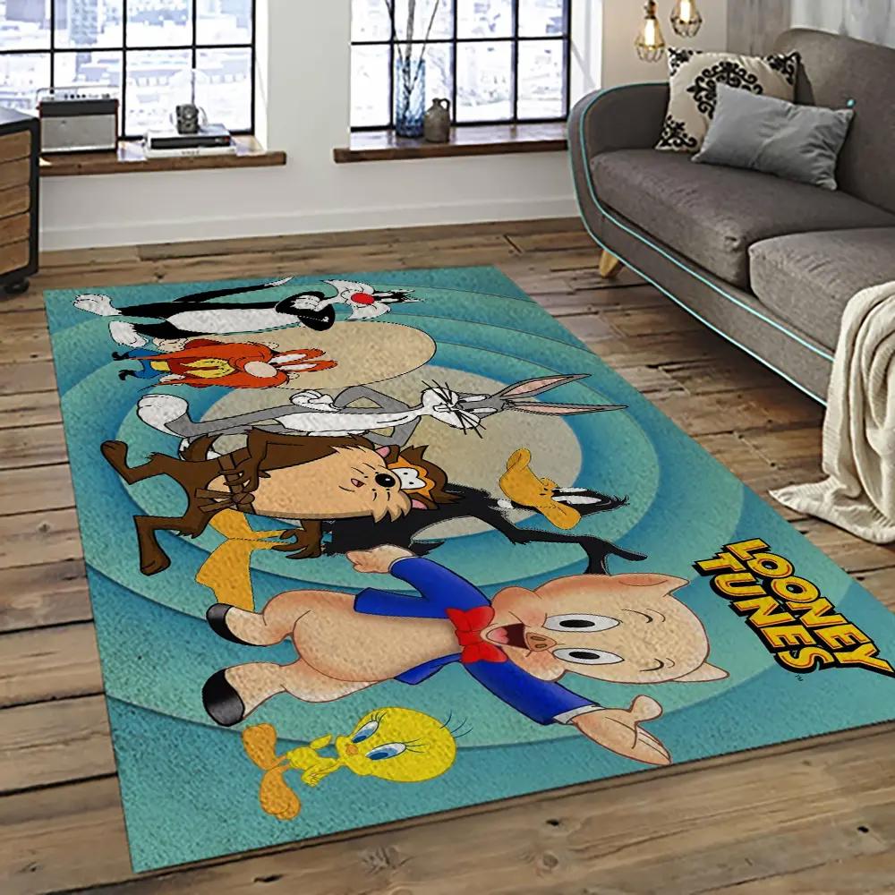 Looney tunes characters cartoon movie carpet rectangle area rug for living room bedroom decor lt30 Rectangle Rug