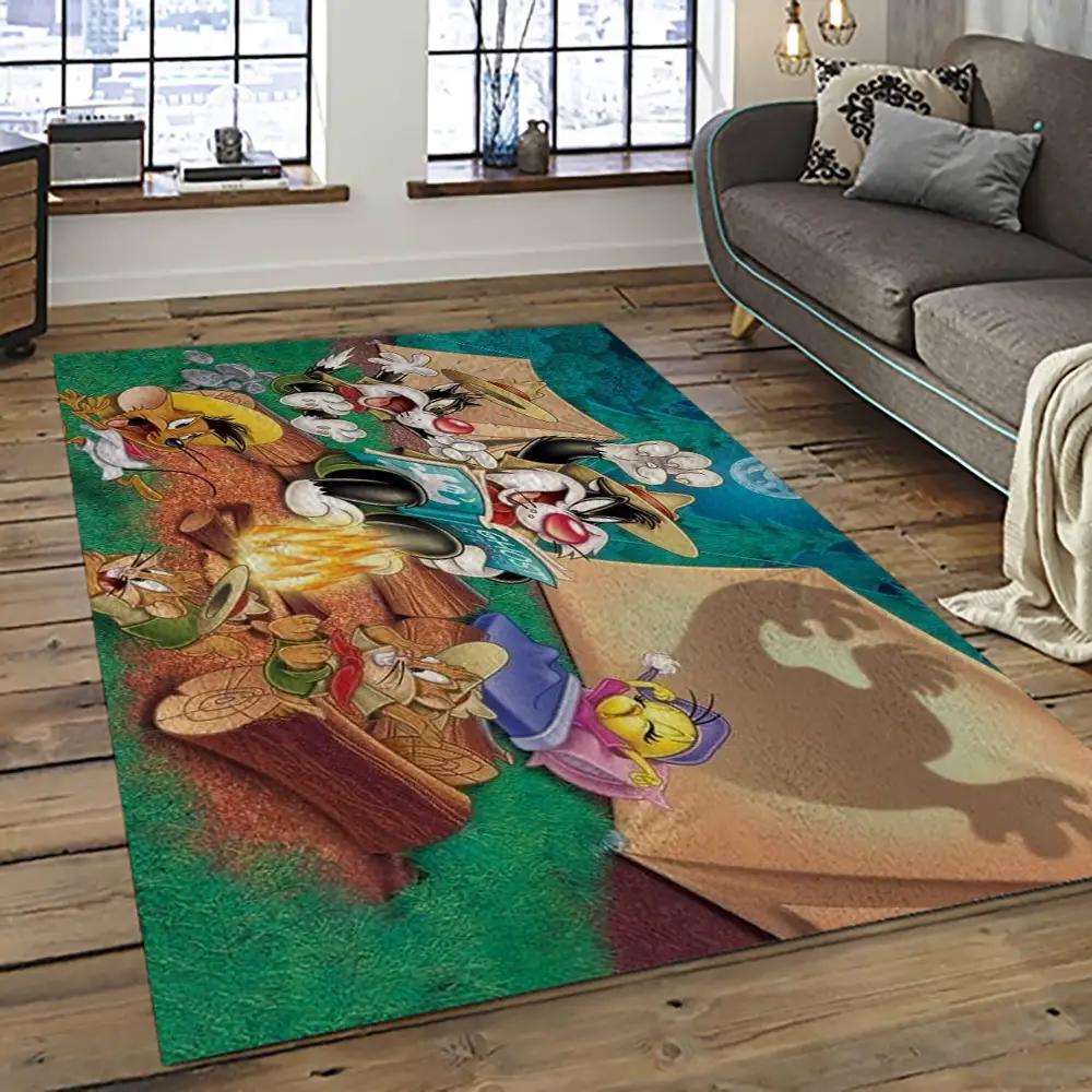 Looney tunes characters cartoon movie carpet rectangle area rug for living room bedroom decor lt50 Rectangle Rug