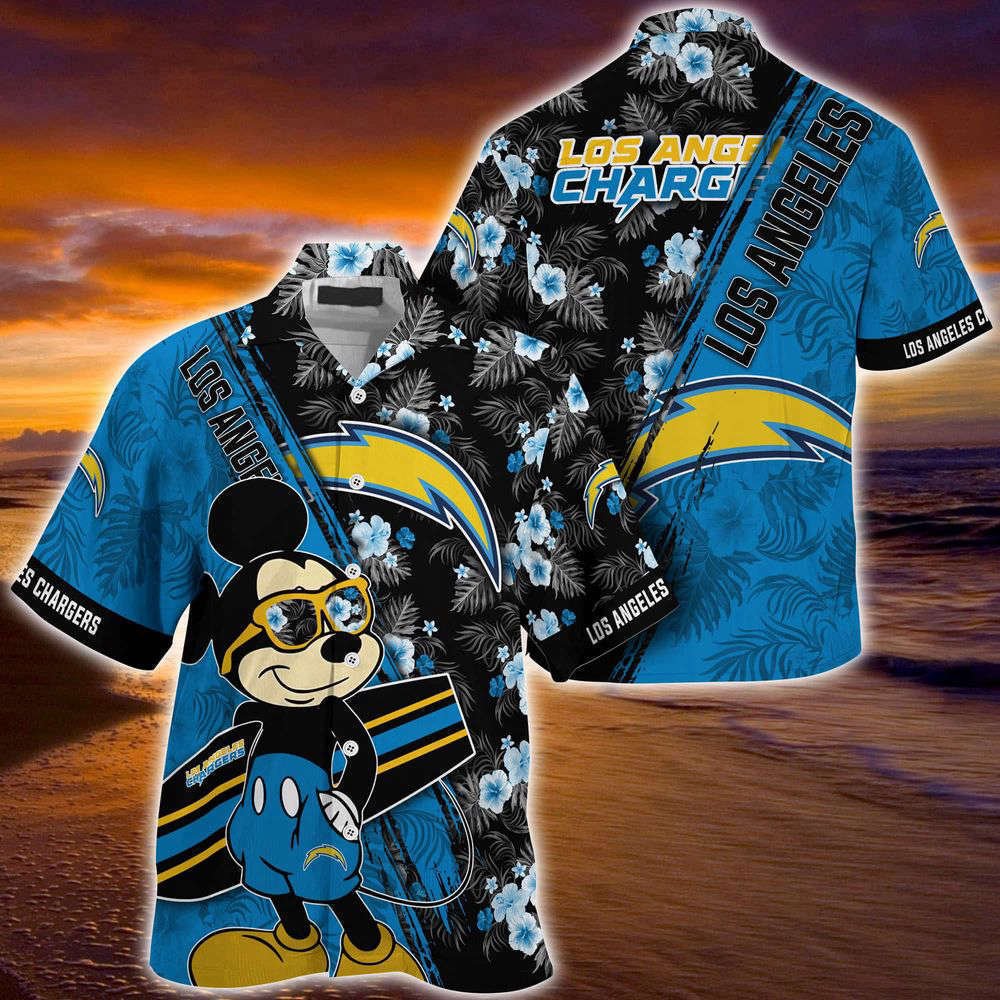 Los angeles chargers nfl-summer hawaii shirt mickey and floral pattern for sports fans Hawaii Shirt
