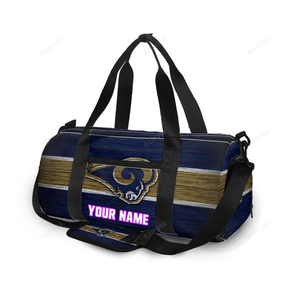Los angeles rams yellow white line wood personalized name travel bag gym bag 1485 Travel Bag