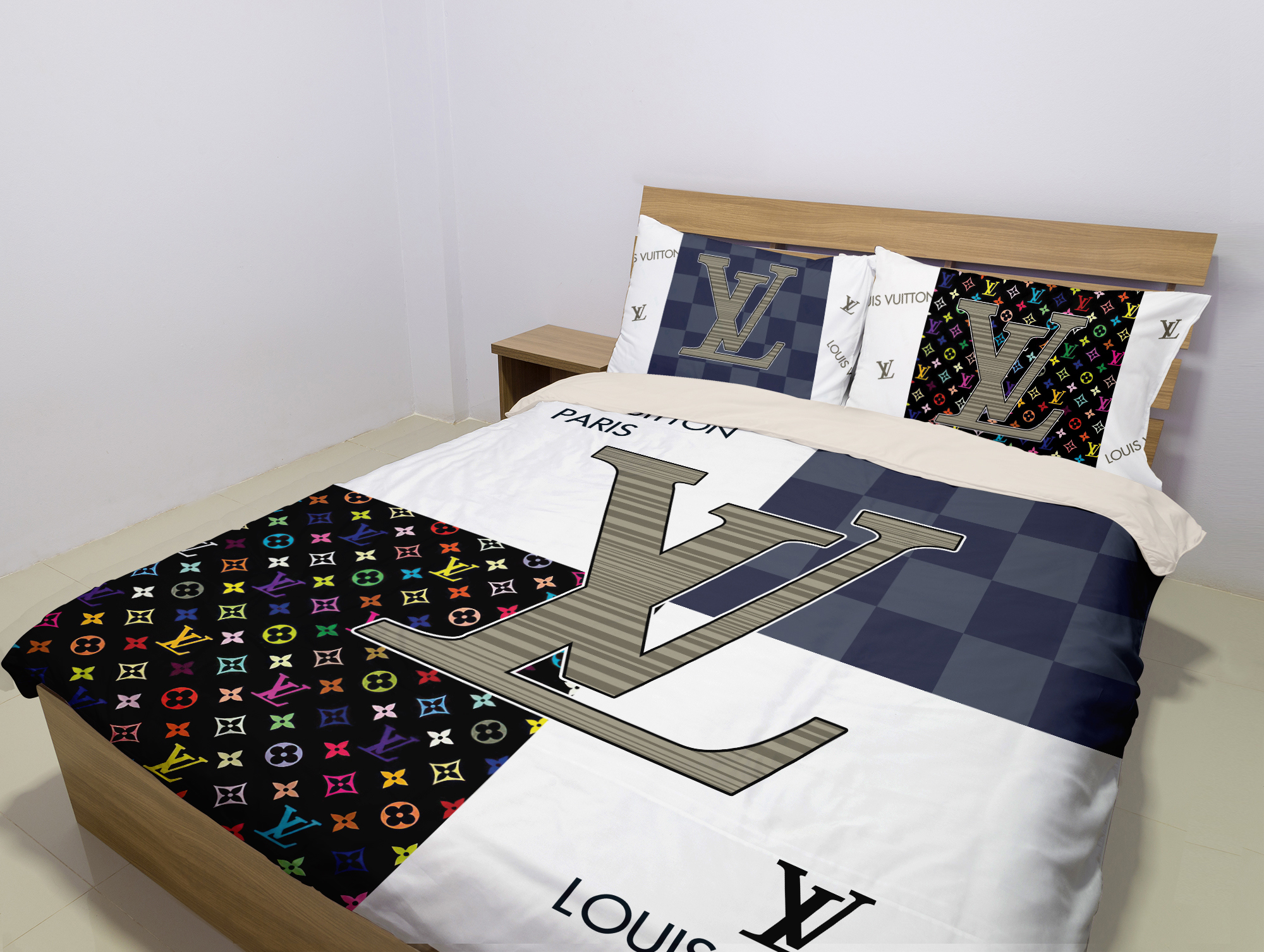 Louis vuiton white blue bedding sets bedroom sets Bedding Sets