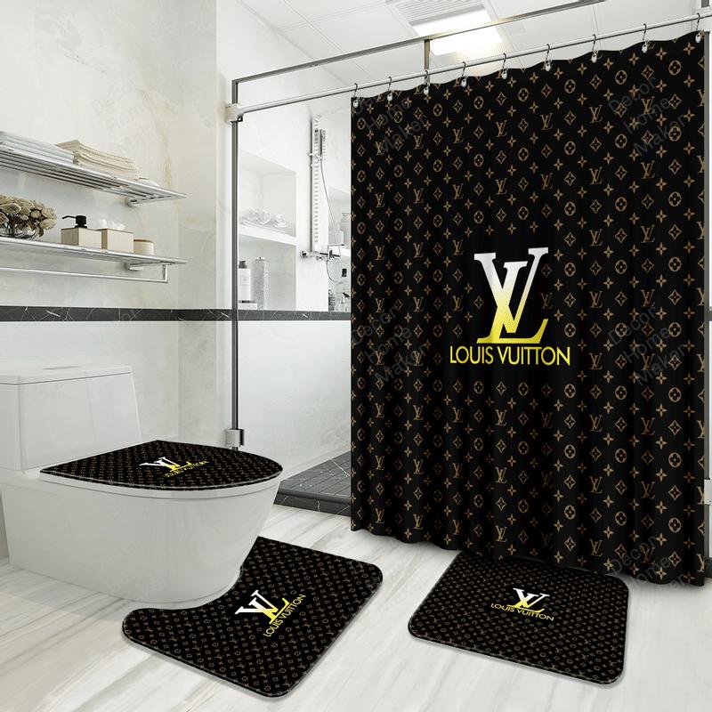 Louis vuitton bathroom set luxury shower curtain waterproof luxury brand hot 2023 53 Bathroom Accessory Sets
