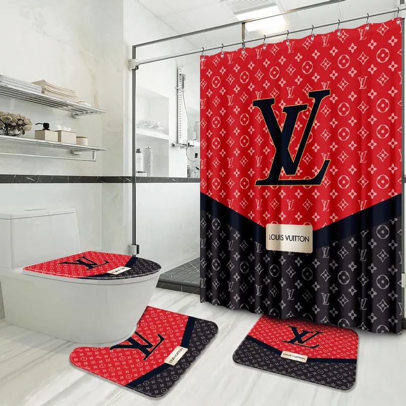 Louis vuitton bathroom set luxury shower curtain waterproof luxury brand with logo louis vuitton 37 299 Bathroom Set