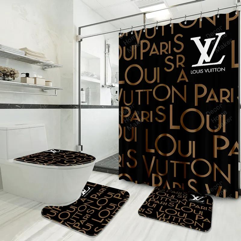 Louis vuitton bathroom set luxury shower curtain waterproof luxury brand with logo louis vuitton 40 303 Bathroom Set