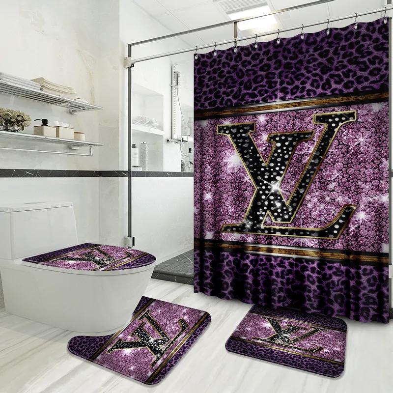 Louis vuitton bathroom set luxury shower curtain waterproof luxury brand with logo louis vuitton 57 317 Bathroom Set