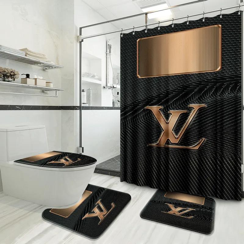 Louis vuitton bathroom set luxury shower curtain waterproof luxury brand with logo louis vuitton 64 325 Bathroom Set