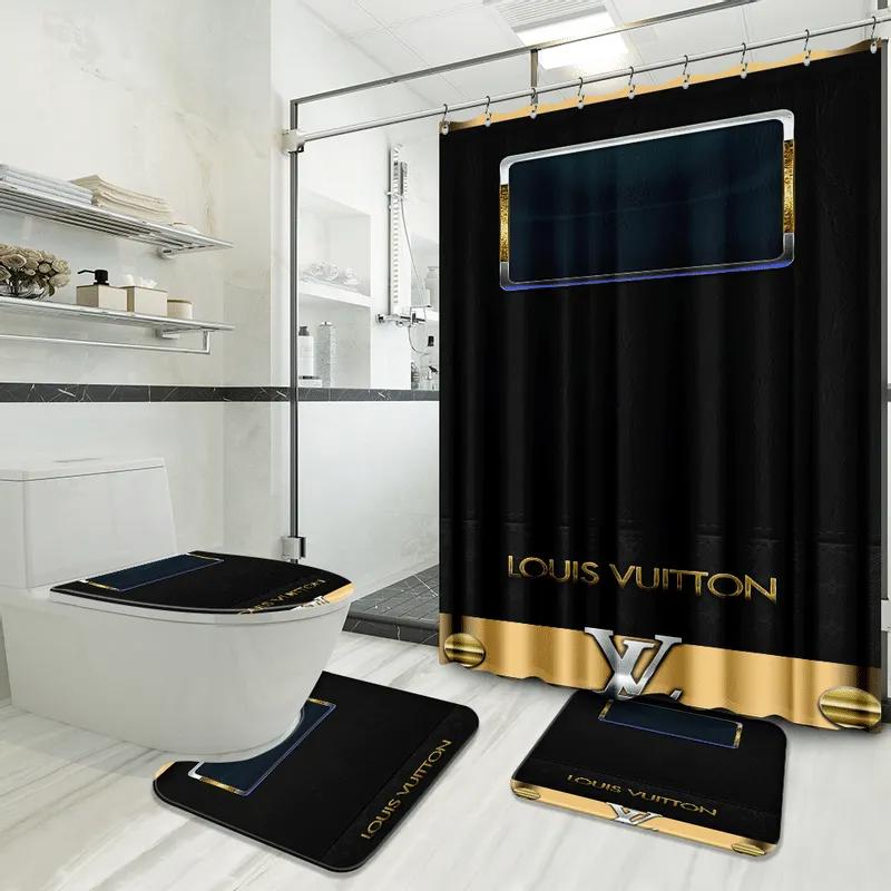 Louis vuitton bathroom set luxury shower curtain waterproof luxury brand with logo louis vuitton 66 327 Bathroom Set