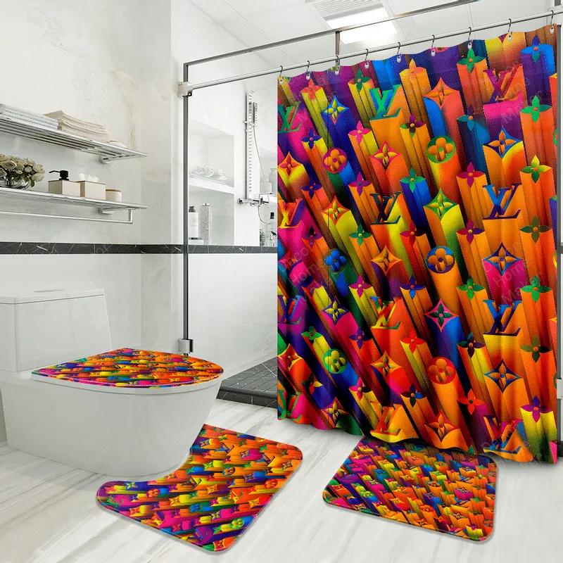 Louis vuitton bathroom set luxury shower curtain waterproof luxury brand with logo louis vuitton 69 330 Bathroom Set