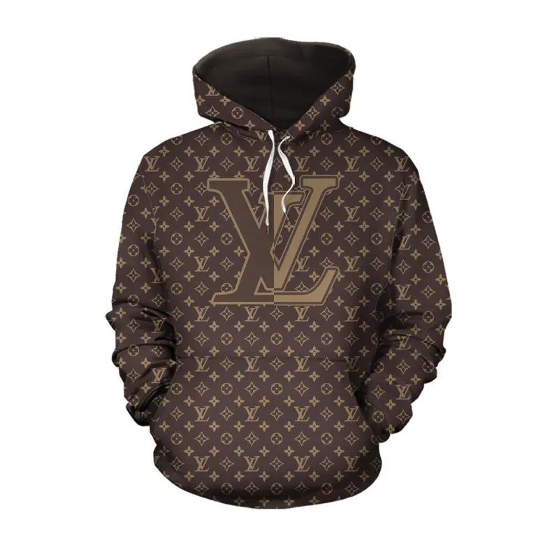 Louis vuitton brown hoodie luxury brand clothing clothes outfit for men women Hoodie 3D