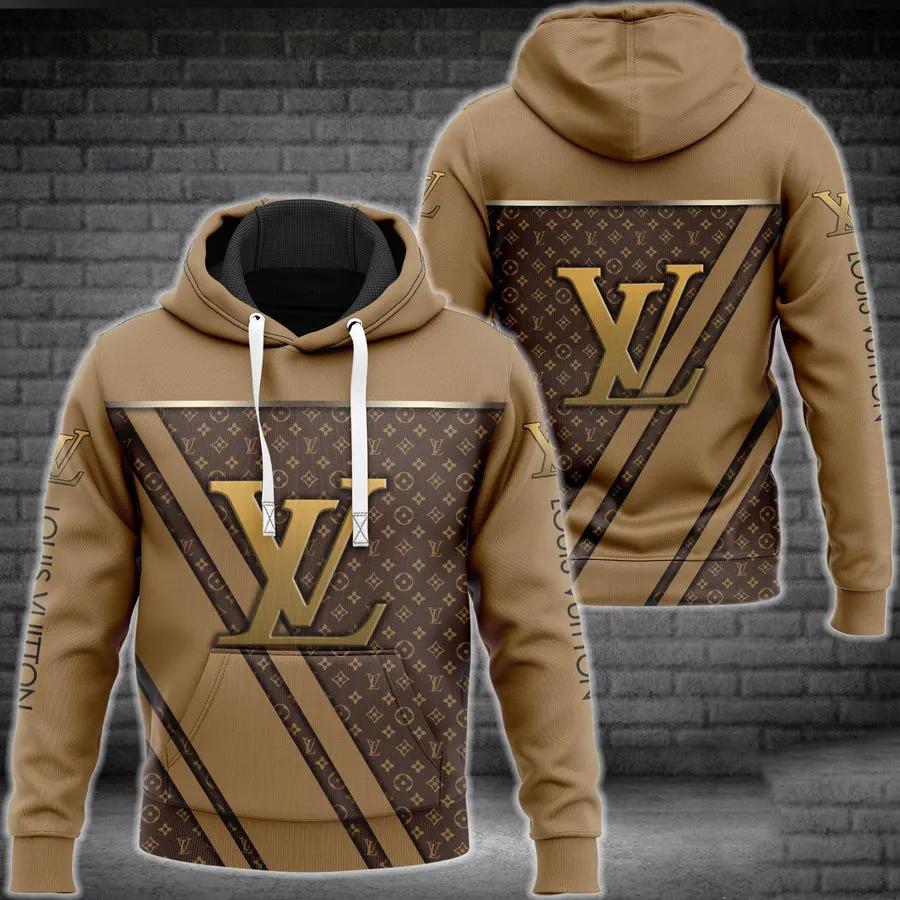 Louis vuitton brown hoodie lv luxury clothing clothes outfit for men Hoodie 3D